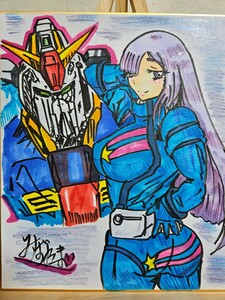 Art hand Auction Hand-drawn illustration Self-made illustration Doujin Colored paper (medium/small) Postcard Zeta Gundam Dunbine Gundam SEED Destiny set, comics, anime goods, hand drawn illustration