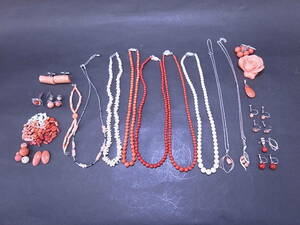 ** coral accessory together gross weight approximately 172.3g red .. peach ... red .. white .. necklace loose .. coral **