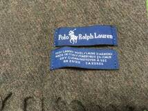 2402ITALY伊イタリア製ポロ ラルフローレンPOLO RalphLaurenラム ウールWOOLポロ刺繍マフラー ショール ストールBROWN茶ブラウン_画像5