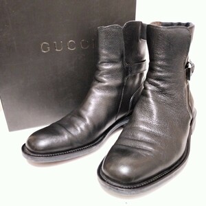 Gucci グッチ ショートブーツ レザー 黒 40 1/2 E 114 0263