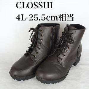 EB4944*CLOSSHI*クロッシー*レディースショートブーツ*4L-25.5cm相当*茶