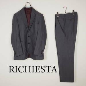 L0376*RICHIESTA*メンズスーツ*グレー×ストライプ