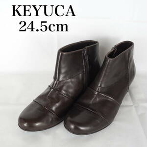 EB5144*KEYUCA*ケユカ*レディースショートブーツ*24.5cm*茶系