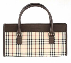 ◆ 1円 ～ 美品 BURBERRY / バーバリー ノヴァチェック ハンドバッグ チェック柄 シルバー金具 ベージュ系 肩掛け 手提げ 145692