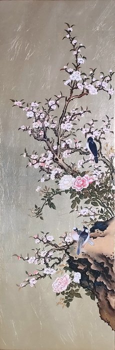 Reproduktion eines Lackgemäldes von Mori Ransai_Blumen- und Vogelgemälde NH290 Eurasia Art, Malerei, Japanische Malerei, Blumen und Vögel, Tierwelt