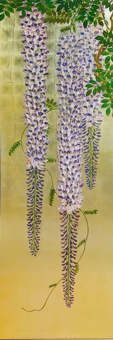 Copia de la pintura lacada de la obra maestra de Kiichi Suzuki_Wisteria 1 NH159A Arte euroasiático especializado en la producción de pintura, cuadro, pintura japonesa, otros