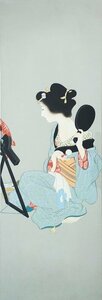 Art hand Auction 模写漆絵 上村松園の名作 ｢化粧の図｣ NH196 ユーラシアアート, 絵画, 日本画, 人物, 菩薩