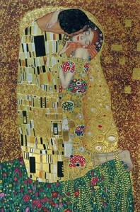 Art hand Auction Ölgemälde Gustav Klimts Meisterwerk_Kiss (Kuss) ma2905, Malerei, Ölgemälde, Porträt