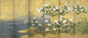 Art hand Auction 模写漆絵 秋の花々図 NH249 ユーラシアアート, 絵画, 日本画, その他