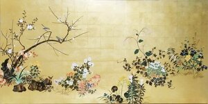 模写漆絵　鈴木其一の名作_四季花鳥図・左隻　NH288L　ユーラシアアート