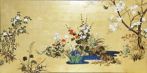 模写漆絵　鈴木其一の名作_四季花鳥図・右隻　NH288R　ユーラシアアート