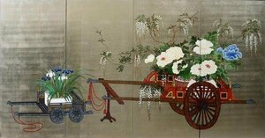 Art hand Auction Copy lacquer painting flower chariot drawing 3 NH144 Eurasian art, painting, Japanese painting, others