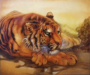 Art hand Auction Copy lacquer painting Masterpiece of Suiseki Ohashi_Tiger NH235 Eurasian Art, painting, Japanese painting, others