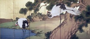 模写漆絵　横山華山の名作_松に鶴図　NH341　ユーラシアアート