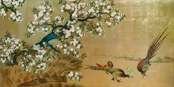 Reproduction du chef-d'œuvre de Kano Sadanobu, Fleurs de cerisier et faisan NH157 Eurasia Art, Peinture, Peinture japonaise, autres