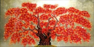 Art hand Auction 漆絵 紅葉 NH205 ユーラシアアート, 絵画, 日本画, その他