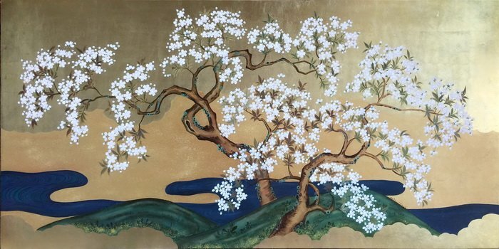 Reproducción pintura laca Flores de cerezo en plena floración NH345 Eurasia Art, Cuadro, pintura japonesa, otros