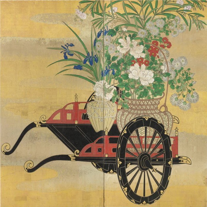 Reproduktion Lackgemälde Blumenwagen 7 NH343 Malerei-Produktion Fachgeschäft Eurasia Art, Malerei, Japanische Malerei, Andere
