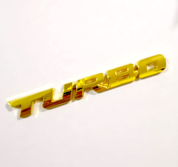【送料無料、匿名配送】TURBO ロゴ (大) エンブレム メタル ゴールド ステッカー 外装 内装 カスタムパーツ ターボ