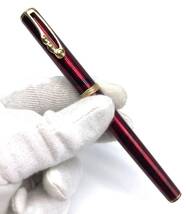 【中古品】PILOT パイロット 万年筆 14K 細 赤黒 レッド ブラック マーブル（管13478）_画像4