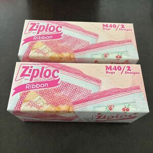 ジップロック ziploc ビームス クチュール BEAMS COUTURE リボン ピンク M 40枚入り 2箱