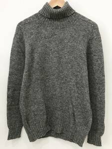 スコットランド製 ISLAND KNIT ALL PURE NEW WOOL タートルネック ニット セーター プルオーバー ヴィンテージ アイランドニット■0327Q