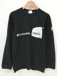 USA製 RED Herman Miller ロングスリーブ Tシャツ ロンT ロゴ プリント 黒 ハーマンミラー 古着 ヴィンテージ 希少 レア SIZE：XS■0327Q③