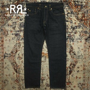 【USA製】 RRL Slim Fit One Washed Jeans 【32×30】 スリムフィット ワンウォッシュド ジーンズ デニム 赤耳 レザー 濃紺 Ralph Lauren