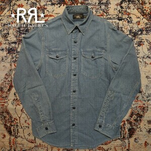 【逸品】 RRL Indigo Wabash Stripe Work Shirt 【S】 インディゴ ウォバッシュ ストライプ ワークシャツ 猫目 ヴィンテージ Ralph Lauren