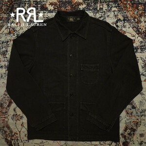 【激渋】 RRL Black Overdye Coverall 【S】 ブラック オーバーダイ カバーオール 後染め 1940s ジャケット ユニオンチケット Ralph Lauren