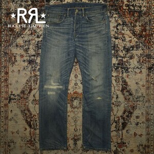 【USA製】 RRL Barnett Slim Fit Jeans 【31×30】 バーネット スリムフィット ジーンズ デニム 黄金期 レザー リペア加工 Ralph Lauren