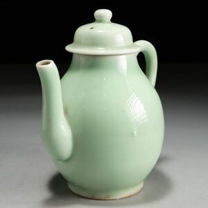 Y295. 古美術品 青磁 水注 水差し 急須 / 陶器陶芸時代茶器茶壷茶注煎茶道具