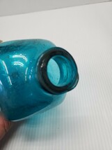 倉敷ガラス 角瓶 コバルトブルー 気泡 瓶 ガラス瓶 難あり 現状品 (ゆうパック60)_画像9