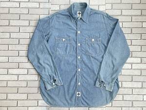 USED Post Overalls POST O'ALLS длинный рукав рубашка work shirt автомобиль n пятно - размер M MADE IN U.S.A