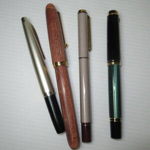 PLATINUM/PELIKAN/PILOT万年筆　計４本◆先14K 万年筆 /ユーズド/ネーム・ロゴ入含◆ヴィンテージ