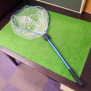 USED品・保管品 WaterLand ウォーターランド たも網 ラバーネット ブルー系 全長約107cm 現状品