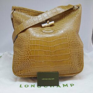 USED品・保管品 LONGCHAMP ロンシャン ショルダーバッグ ブラウン系 レザー シルバー金具 ダメージあり