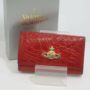 定形外送料無料 USED品・保管品 Vivienne Westwood ヴィヴィアンウエストウッド 720V01V レザー 6連 キーケース レッド オーブ 外箱付