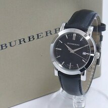 ★USED品 電池交換済み BURBERRY【バーバリー BU1354 三針 デイト付 クォーツ メンズ腕時計 ブラック文字盤】_画像1