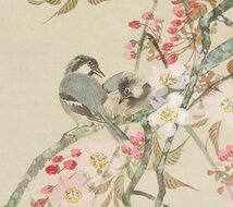 【不明】◆菱仙◆桜に小鳥◆花鳥◆さくら◆日本画◆肉筆◆絹本◆掛軸◆t513_画像6