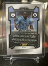 【JEREMY DOKU】◆49枚限定 Jersey Number！◆2023-24Panini Prizm EPL Soccer マンチェスターシティ _画像2