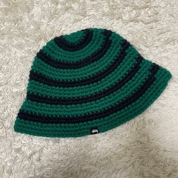 STUSSY Swirl Knit Bucket Hat GREEN