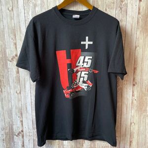 【送料込み激安】Tシャツ 半袖 古着 F1 レース　黒　ブラック　サイズL　半袖Tシャツ　両面ロゴ　メンズ古着