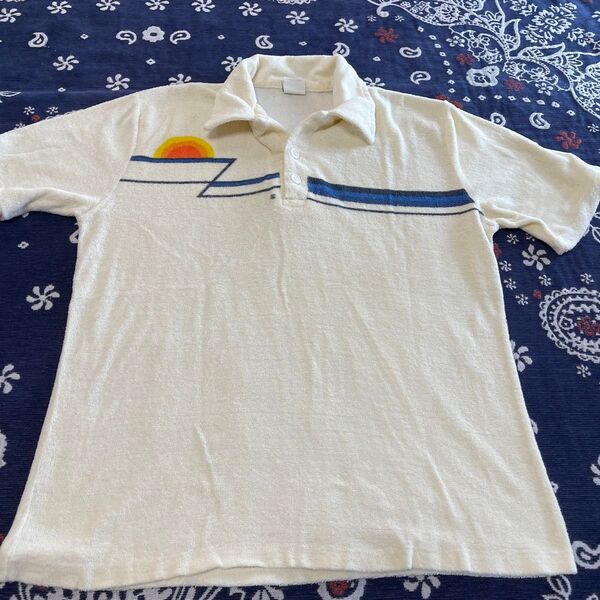 PINBALL パイル生地 ポロシャツ 白 80’s〜90’s☆ 半袖ポロシャツ ヴィンテージ vintage☆madeinUSA