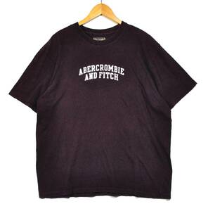 即決【Abercrombie＆Fitch】アバクロンビー＆フィッチ ロゴTシャツ マルーン XL アバクロ 古着