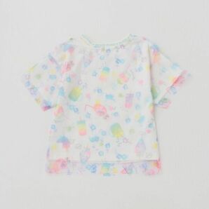 アイシーソーダポップ柄　チュール半袖Tシャツ　オフホワイト　130