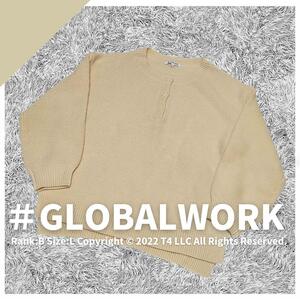 GLOBAL WORK ニット Lサイズ クリーム ベージュ 毛に ゆったり袖 フワッとした雰囲気 ×1988