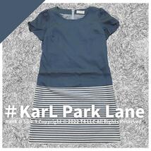 KarL Park Lane 切り替えワンピース 9号 艶のある素材 華やかさ 爽やかなブルー ボーダー 春夏 お出かけ おすすめ スカート ×2024_画像1