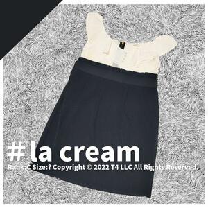 La Cream ワンピース ドレス袖なし フリル モノトーン 下見頃 チェック生地 オシャレ タグ サイズ ×2136