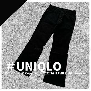 ユニクロ UNIQLO ストレート パンツ デニム コーデュロイ 黒 カジュアルスタイル 奥行き感 コーデュロイ 秋冬 オススメ ×2198